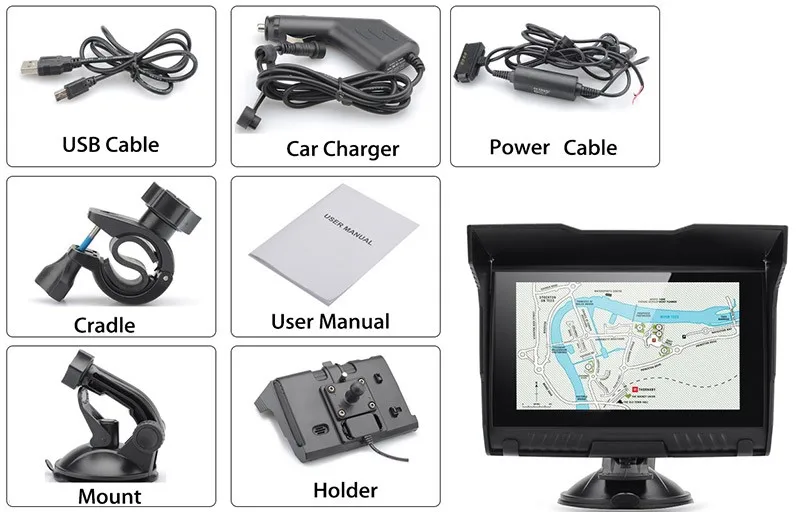 Topsource 5 дюймов 256 Мб ОЗУ 8 Гб водонепроницаемый мотоцикл Bluetooth gps навигация Бесплатные обновленные карты для большинства стран обновленная версия