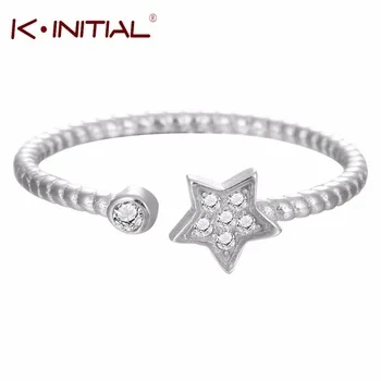 Kinitial 1Pcs High Quality 925 Sterling Silver Romantic Star Rings For Women Loves Wedding Ring CZ Zircon Jewelry Bague Femme