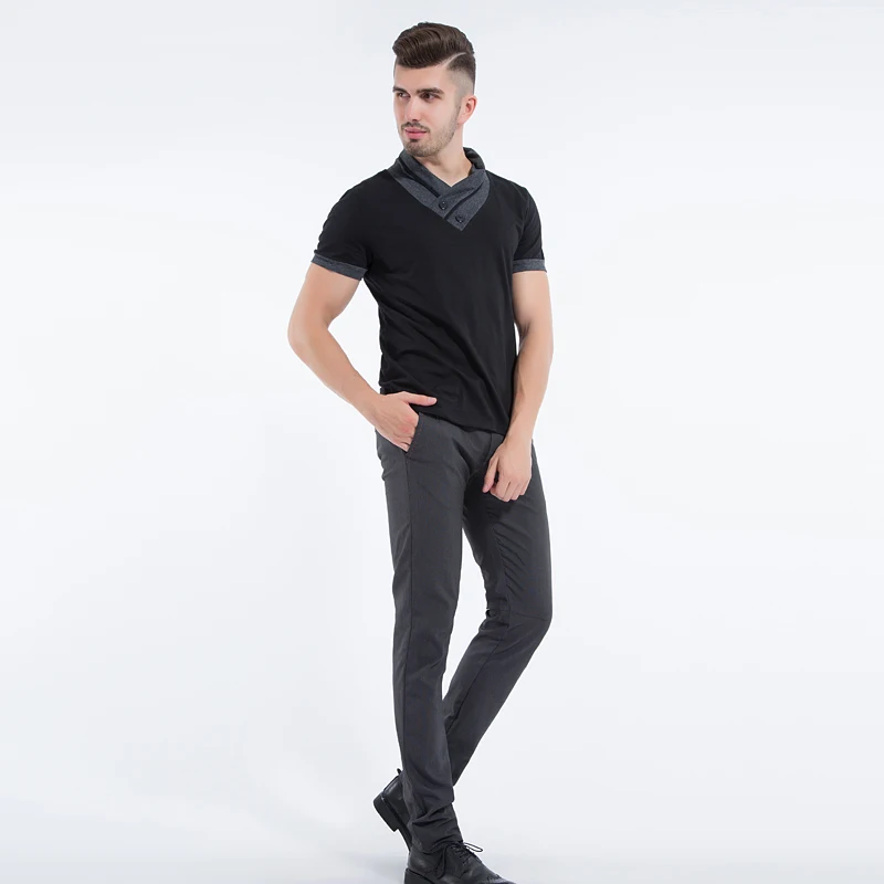 Liseaven Новый Мода 2017 г. Для мужчин s короткий рукав Slim Fit V-Neck T-Shirt Повседневное футболки для Для мужчин рубашка футболки