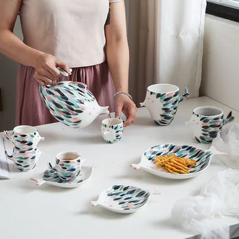 

Ceramic Tea Set Creative AfternoonTea Hand-painted Teaset Dessert Dish Snack Plate Coffee Cup Mother's Day Gift Premium Teapot