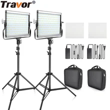 Travor Dimmable Bi-color 2set LED Video Light Kit with U Bracket 3200K-5600K CRI96 and Bag for Studio Photography Video Shooting Travor Dimmable Bi-color 2set LED Video Light Kit with U Bracket 3200K-5600K CRI96 and Bag for Studio Photography Video Shooting