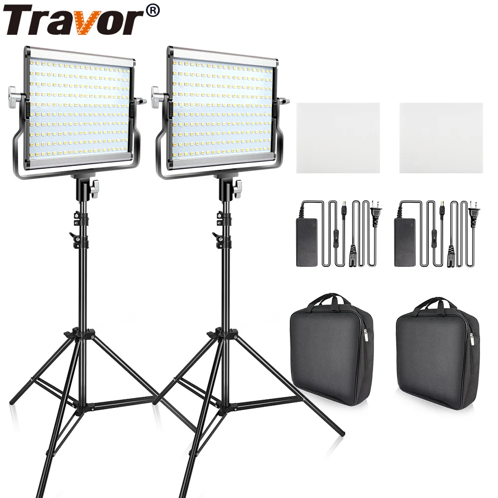  Travor Dimmable Bi-color 2set LED Video Light Kit with U Bracket 3200K-5600K CRI96 and Bag for Stud - 32883170252
