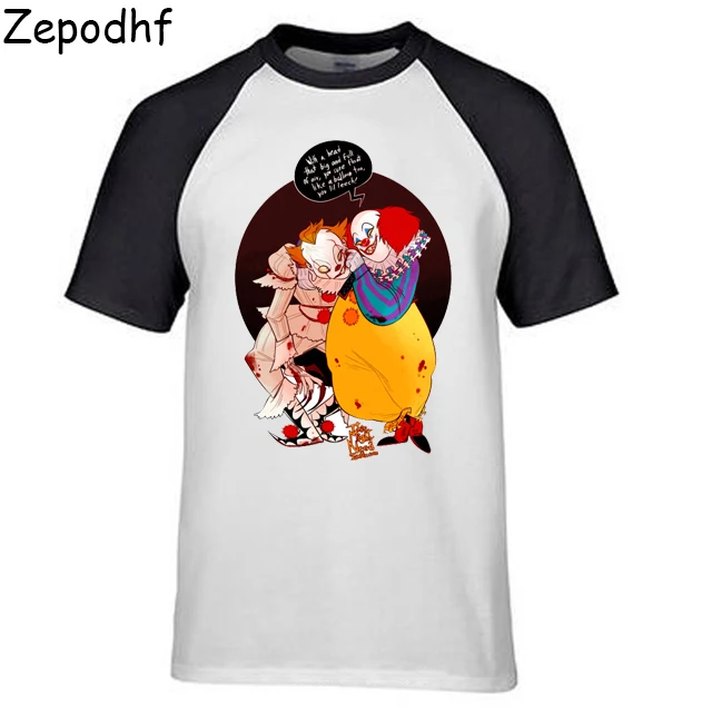 

2017 IT movie T Shirt Men's stephen king printed High Quality clown Tops Tees fear halloween pennywise Custom male t-shirt