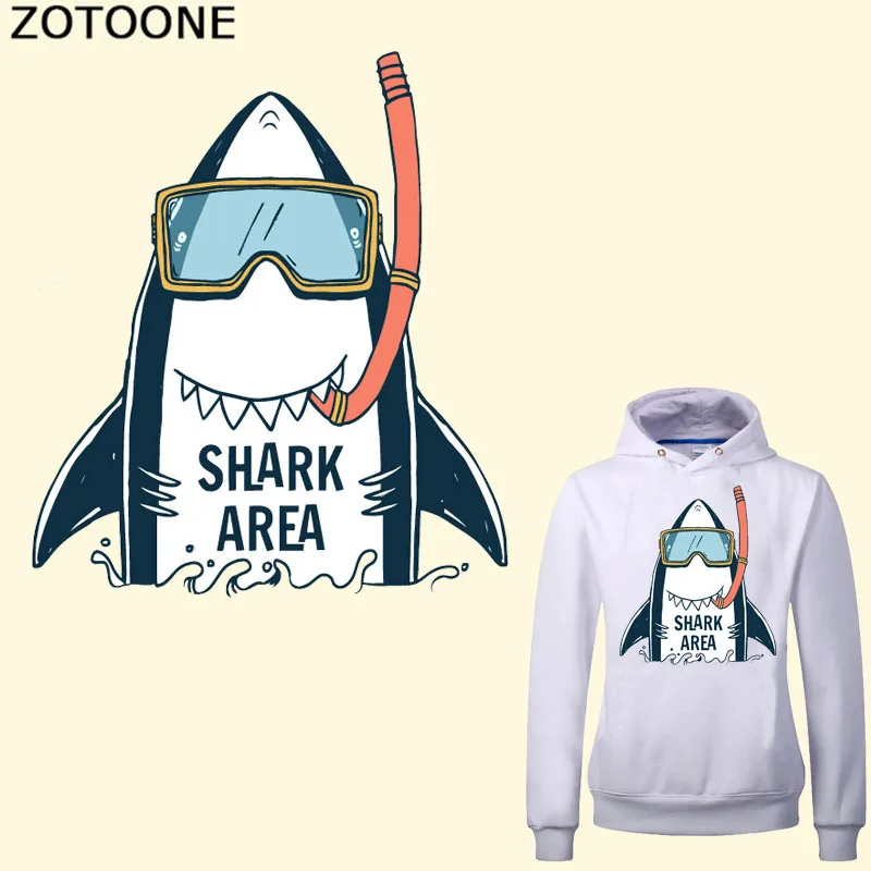 

ZOTOONE Cartoon Shark Patch Iron on Transfers for Clothes DIY T-shirt Dresses Applique Letter Patches Stickers Badge Heat Press