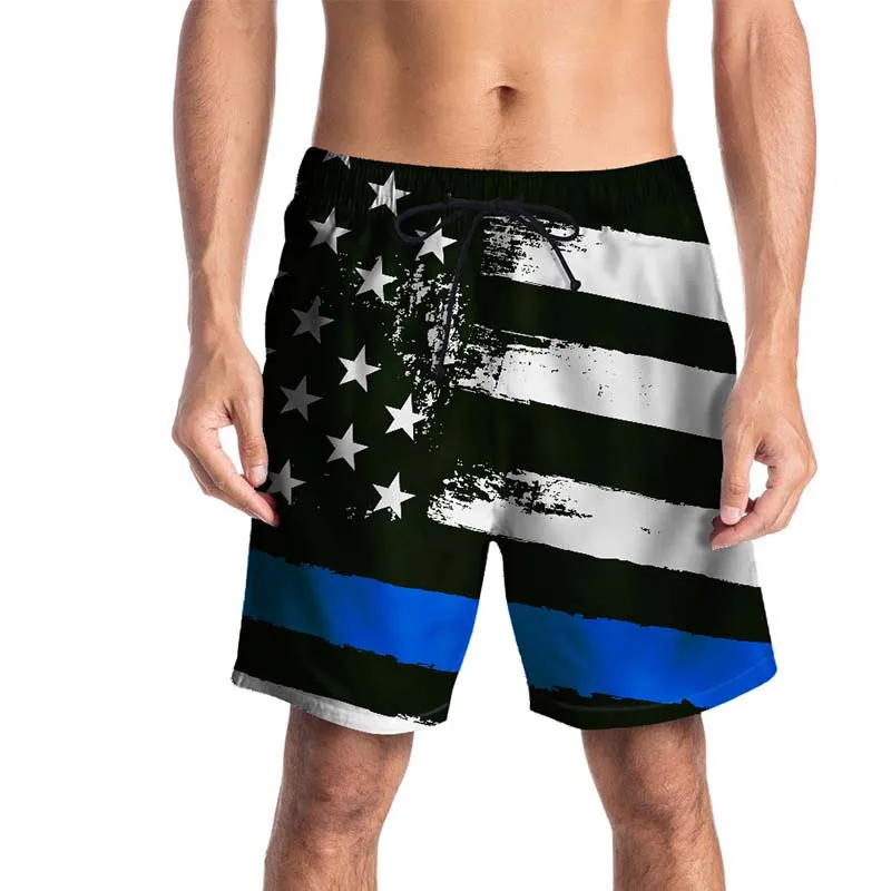 Men's Sports Short Beach Shorts Stripe Star Printed Board Shorts Surfing Swimming Boxer Trunks Bathing Suits Swimwear Swimsuits