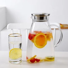Стеклянный кувшин для воды, забиваемый квадратный плоский высокотемпературный термостойкий нагреваемый чайник для холодной воды, бутылка для фруктового сока 1700 мл