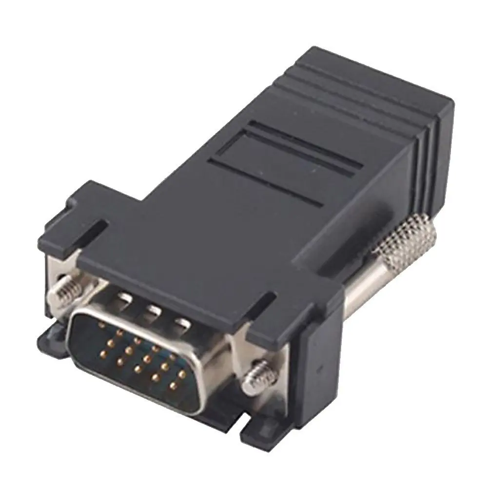 VGA удлинитель папа К CAT5 CAT6 RJ45 сетевой кабель адаптер Черный | Компьютеры и офис