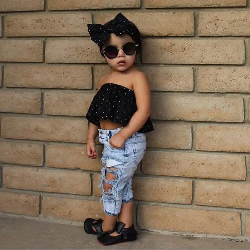 INS Baby Unisex Rock Pants Ripped Boys Jean Pants Newborn Girls Cool Clothing Pants with Holes Summer hip hop pants suit 1-5Yrs (3)
