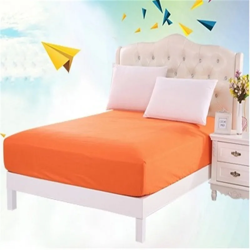

1pcs 100%Polyester Pure color Solid Fitted Sheet Mattress Cover Four Corners With Elastic Band Bed Sheet 180*200*25Free shipping