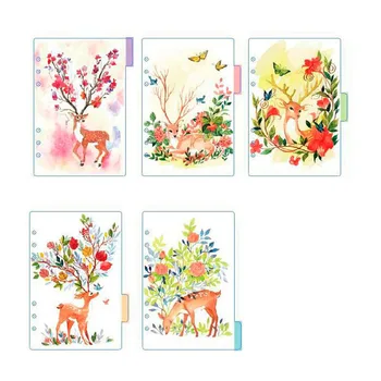 

2019 Cute Sing Deer A5 A6 Spiral Notebook Loose Leaf Transparent PP Separator Pages Deer 5 sheets Separate for filofax Kikkik
