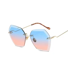 Роскошные Винтажные Солнцезащитные очки без оправы тонированные линзы очки модный хипстер Модные солнцезащитные очки для женщин сексуальные бескаркасные очки