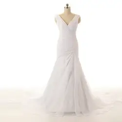 Простые шифоновые Свадебные платья с v-образным вырезом 2019
