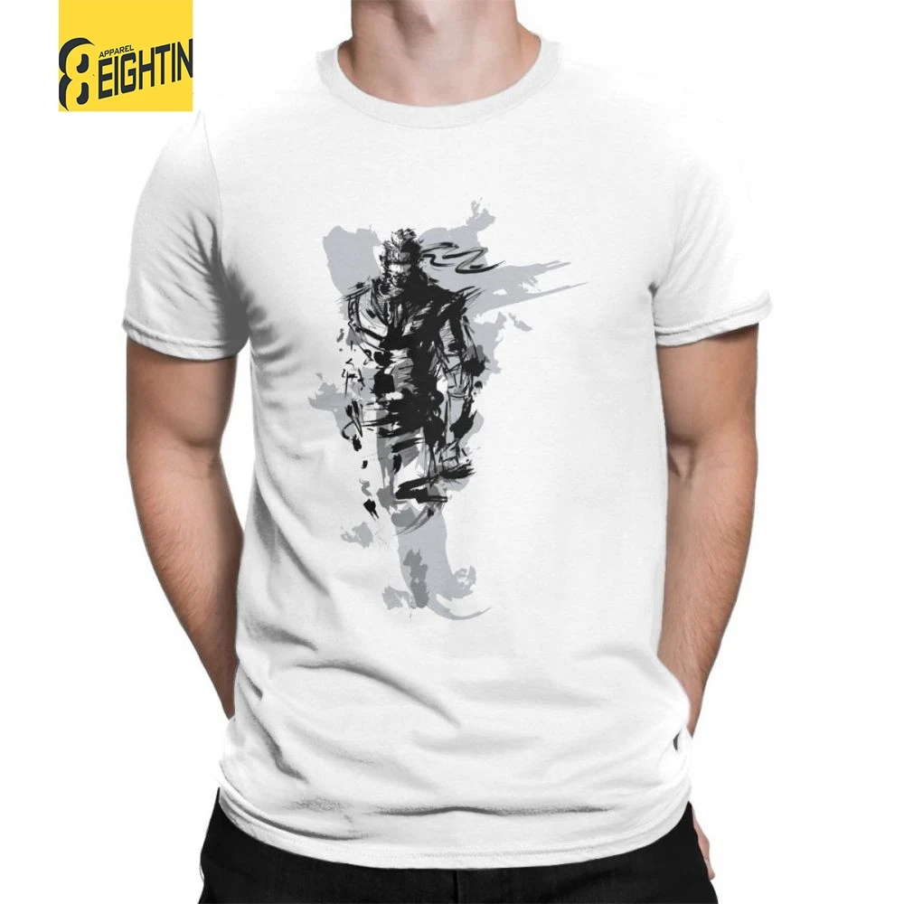 

Man's Metal Gear Solid Snake 2 T-Shirt Novelty O Neck Short Sleeves Clothes 100% Cotton Tees Grey T Shirts
