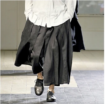 Индивидуальная Новинка, мужская одежда большого размера, метросексуал, широкие брюки, большие плиссированные брюки, стильные брюки с колокольчиками, костюмы Yamamoto - Цвет: Black