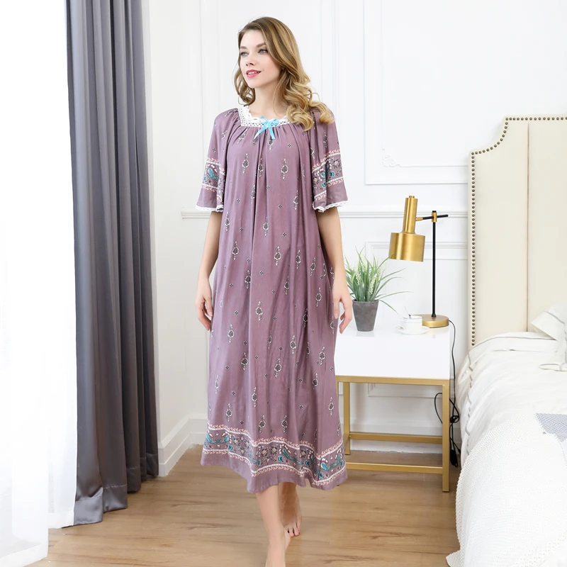 

euro plus size XXXL night dress chest 142cm Summer women Sexy Modal cotton Pamjamas Night Dress Long nightgowns skirts sleepwear