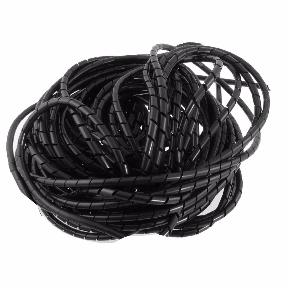 ID 7 мм х диаметр 8 мм 33ft/(10 м) спираль Обёрточная Бумага трубки черный прозрачный жгут проводов кабеля сетки bind галстук PC менеджер шнур
