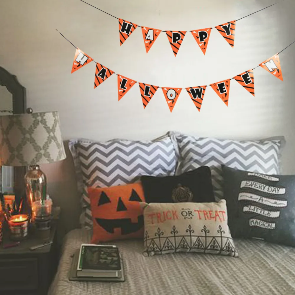 Spooky Halloween Banner Orange and Black Happy Hal...