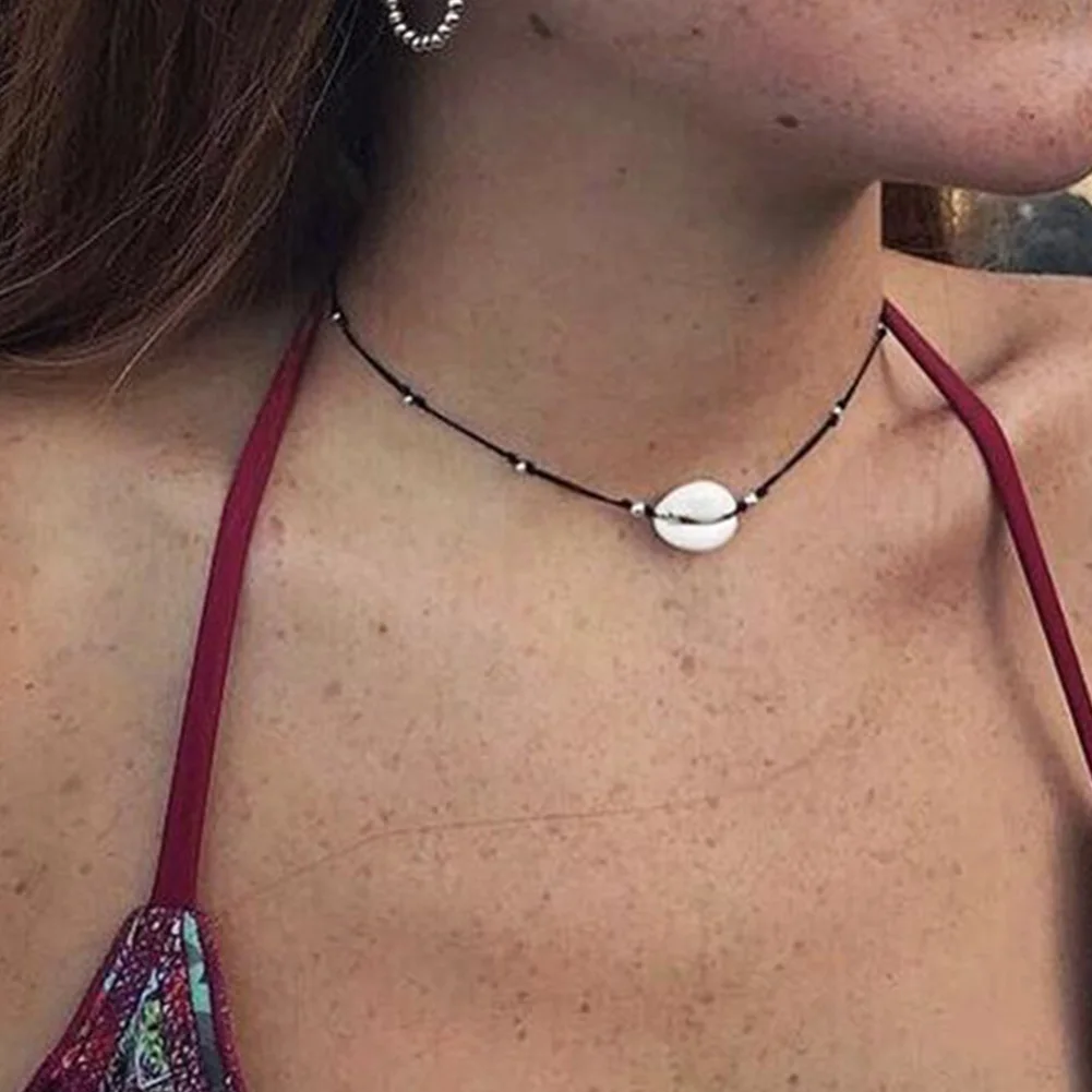 

Boho Shell Collar Choker Necklace Women Natural Bohemian Jewelry Rope Pendant Collar Choker Bohemia 2018 New Hot Sale Necklace