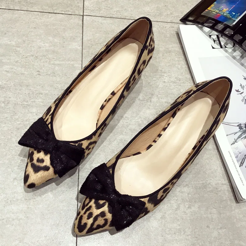 

2019 Brand Spring Pumps Women's Shoes Fashion Leopard Women 4cm High Heel Single Shoes Office Lady Females Footwear Large Size