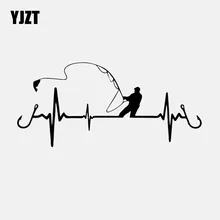 YJZT 16,7 см* 7,7 см Автомобильная наклейка сердце Рыбалка виниловая наклейка черный/серебристый C24-0642