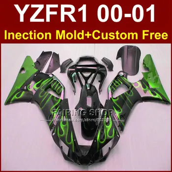 

Green flame motorcycle bodywork for YAMAHA YZFR1 2000 2001 fairings YZF R1 YZF1000 fairing kit YZF 1000 00 01 aftermarket+7gifts