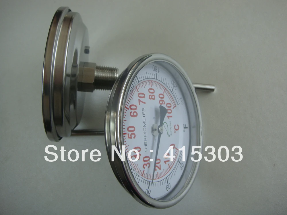 

6*100mm Industrial Bimetal thermometer with 4" dial SS Case 0-100C