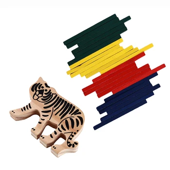

Montessori Toy Wooden Tiger Color Rod Balance Beam Children 's Puzzle Educational Toys Children's Gift