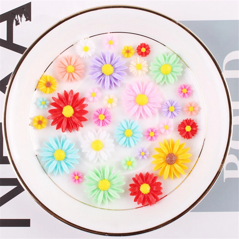 

20pcs/lot new fashion resin sun flower beads for diy phone case hairclip Hairpin jewelry making handmade accessories materials