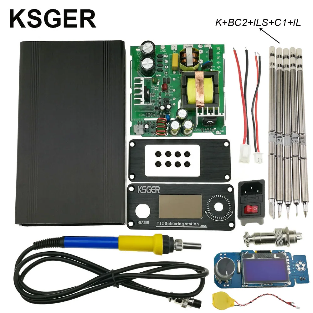 KSGER сплав 9501 паяльная ручка V2.1S T12 STM32 OLED цифровой контроллер температуры с насосом JBC Электрические паяльники - Цвет: SET 5