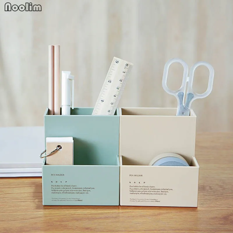 

NOOLIM Plastic Ladder Double Grid Desktop Storage Box Home Cosmetics Finishing Box Pen Holder Office Desktop Storage Box