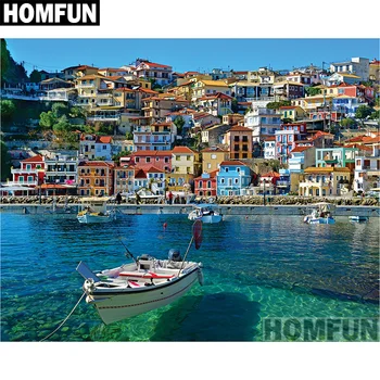 

HOMFUN Full Square/Round Drill 5D DIY Diamond Painting "Parga Greece" 3D Embroidery Cross Stitch 5D Home Decor A00786