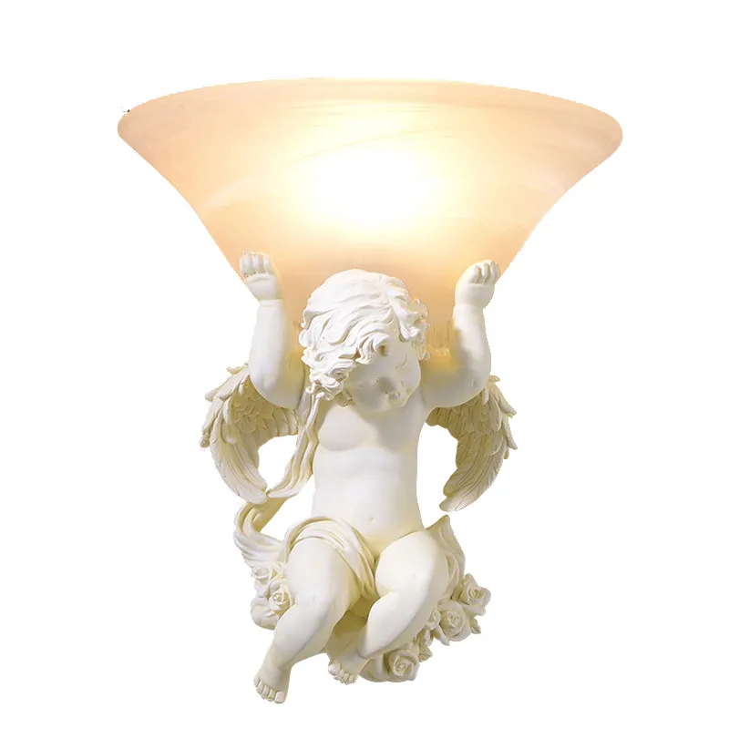 

BDBQBL Modern Ceramic LED Wall Lamps Art Deco White Angel Bedside Wandlamp 110V/220V-240V E27 Stair Light Bedroom Wall Sconce