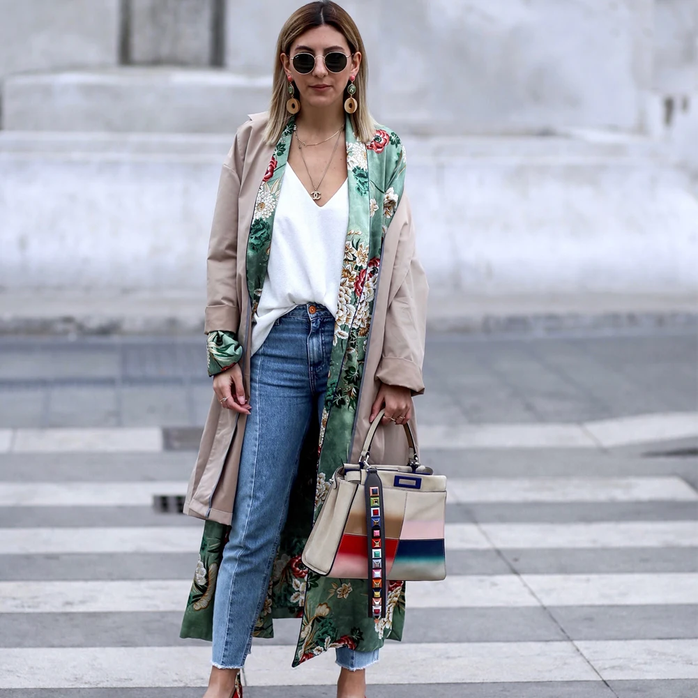 Women Summer Kimono Cardigan Long Sleeve Floral Print Rash Guards Boho Beach Cover Ups Plus Size Ladies Long Blouse Shirts Blusa