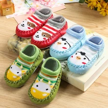 Baby shoes socks Children Infant Cartoon Socks Baby Gift Kids Indoor Floor Socks Leather Sole Non-Slip Thick Towel Socks