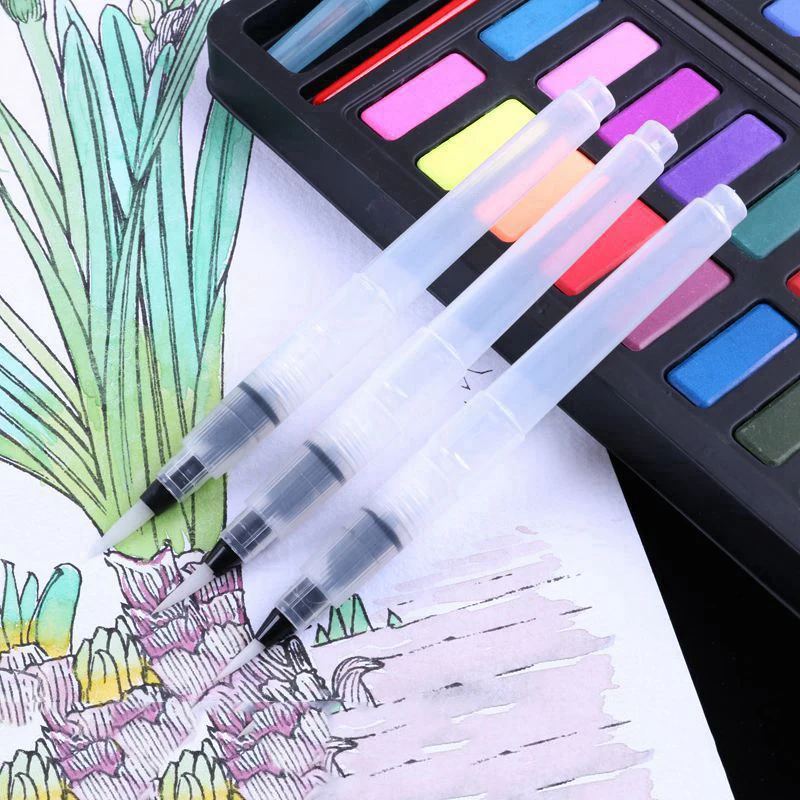 1Pc Tap Water Calligraphy Pen Soft Hair Water Storage Brush Solid Watercolor Paint Pencil Painting Drawing Brush