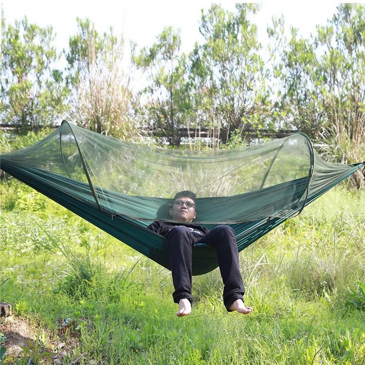 Гамак для кемпинга с москитной сеткой, палатка для путешествий на открытом воздухе с ремнями на дереве, легко установить, переносная складная кровать-качели