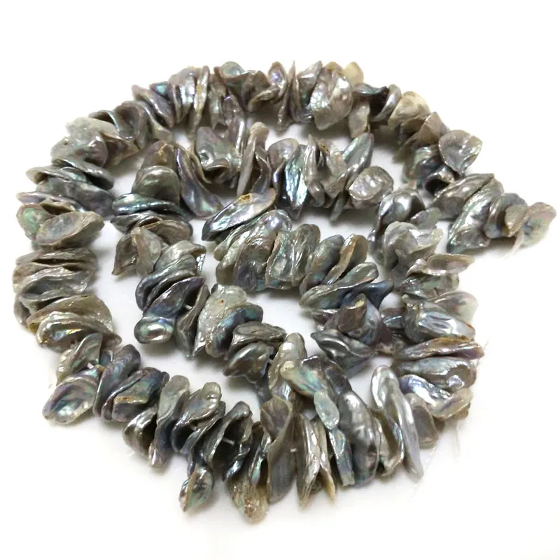 

16 inches 7-8mm Silver Natural Center Drilled Keshi Baroque Pearl Loose Strand