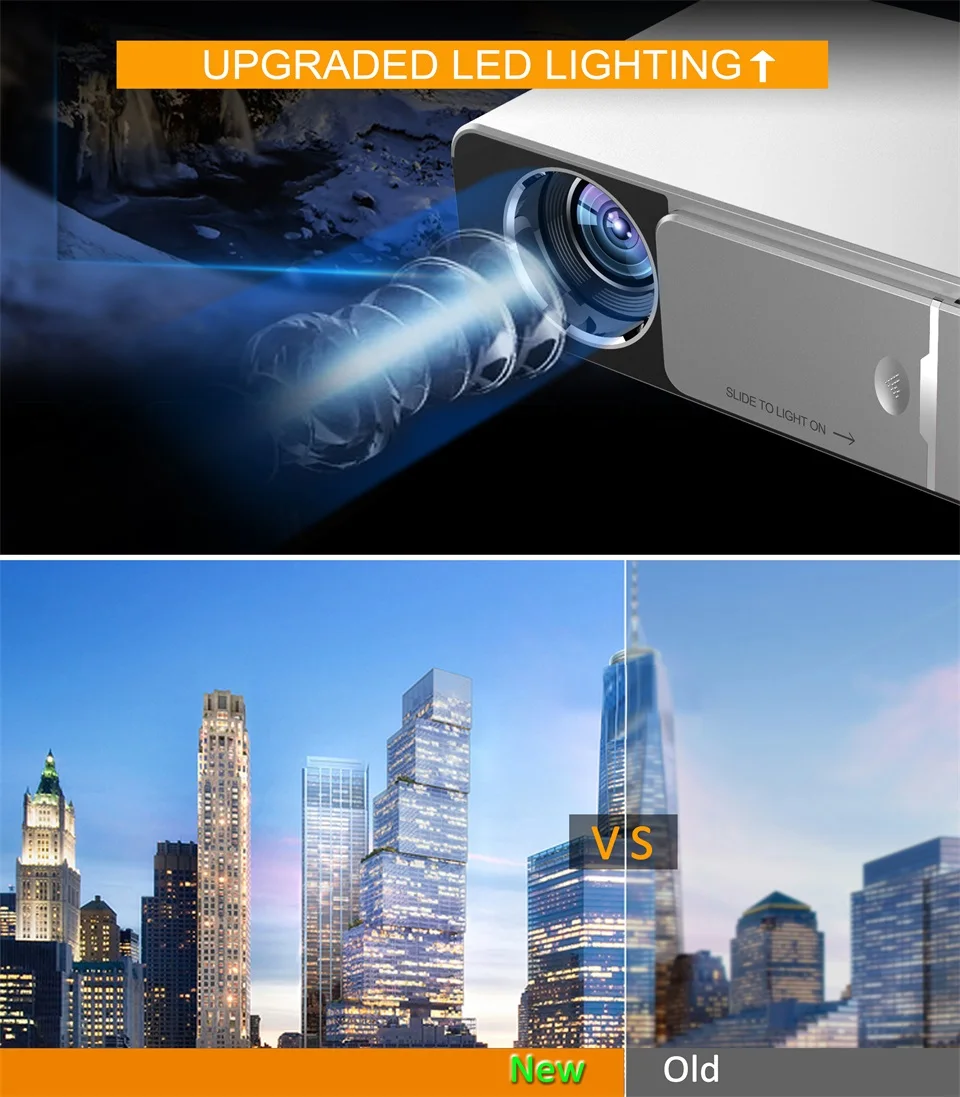 WZATCO T6 Android 10 WIFI Optional 3000lumen 720p HD Portable LED Projector HD I Support 4K 1080p Home Theater Proyector Beamer