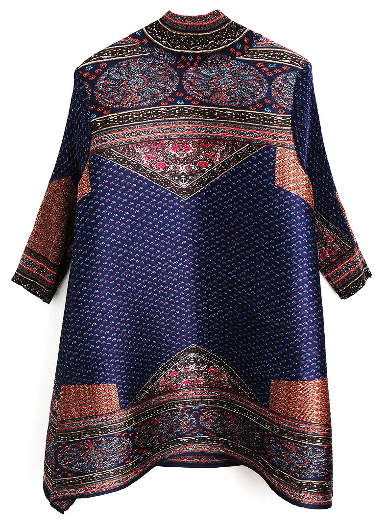Three Quarters Sleeve Turtle Neck Loose Dress (9)