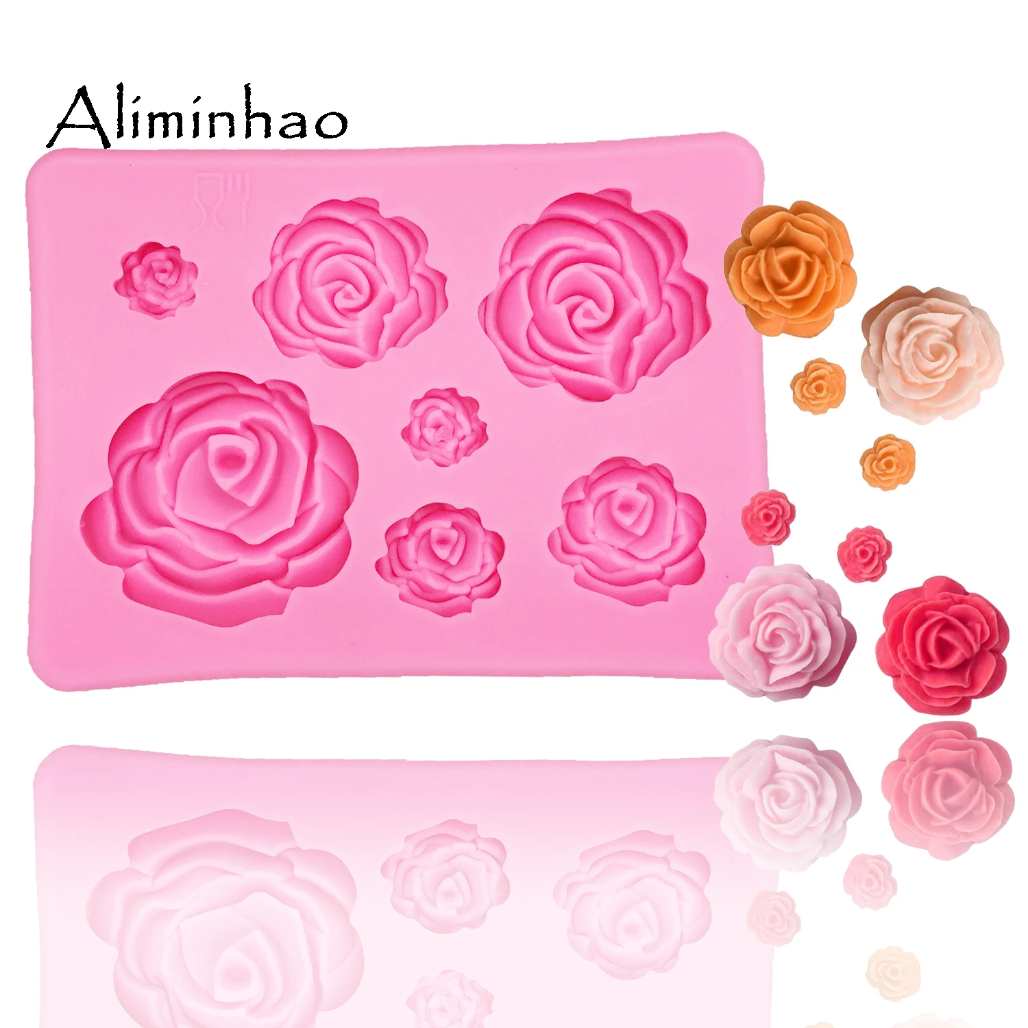 

B1023 7 hole rose flower DIY Sugarcraft Silicone mold chocolate fondant cake decorating dessert tools suitable for polymer clay