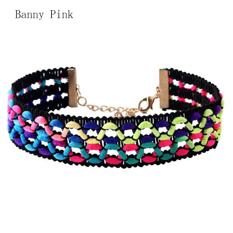Bohemia Colorful Cotton Rope Chain Choker Necklace For Women Ethnic