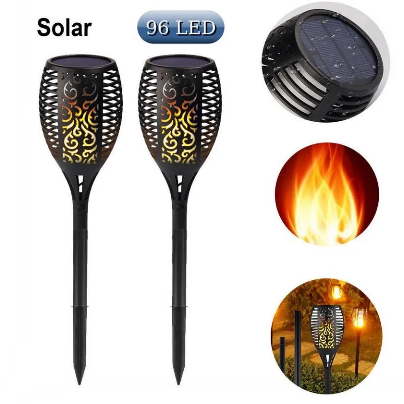 

2Pcs/1Pcs Solar Flame Flickering Lawn Lamp Led Dancing Flame Light Solar Outdoor Waterproof Garden Decor Lamp Solar Garden Light