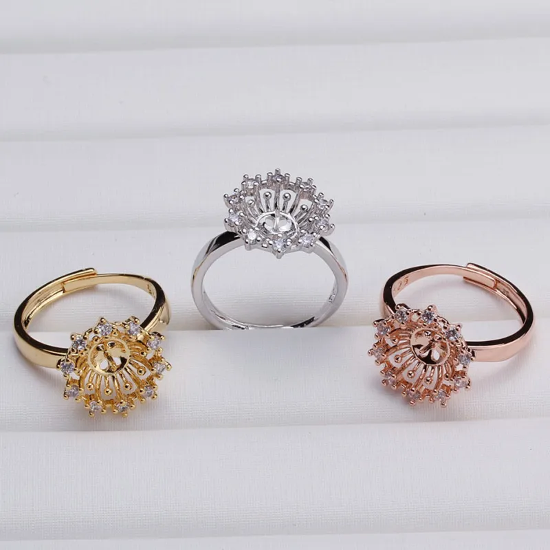 

NEW ARRIVAL Ring Mountings Base Findings Adjustable Ring Jewelry Set Parts Fittings for Akoya Edison Pearls Jade Coral Beads