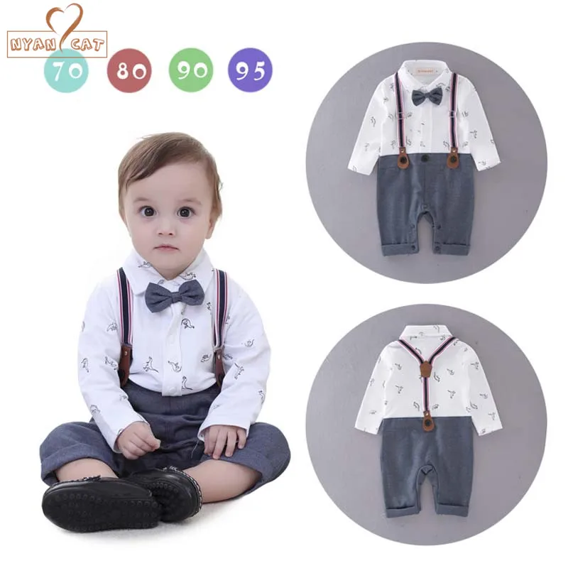 

NYAN CAT Newborn Baby boys clothes bebe gentleman bow tie strap dinosaur romper infant toddler boy jumpsuit wedding clothing