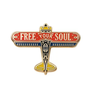 

free your soul plane pin unique designed aircarft badge