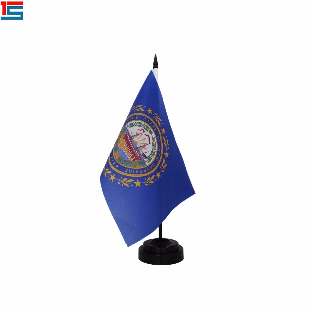 

Customized US state Mini desk flag New hampshire table flag with plastic pole and black base