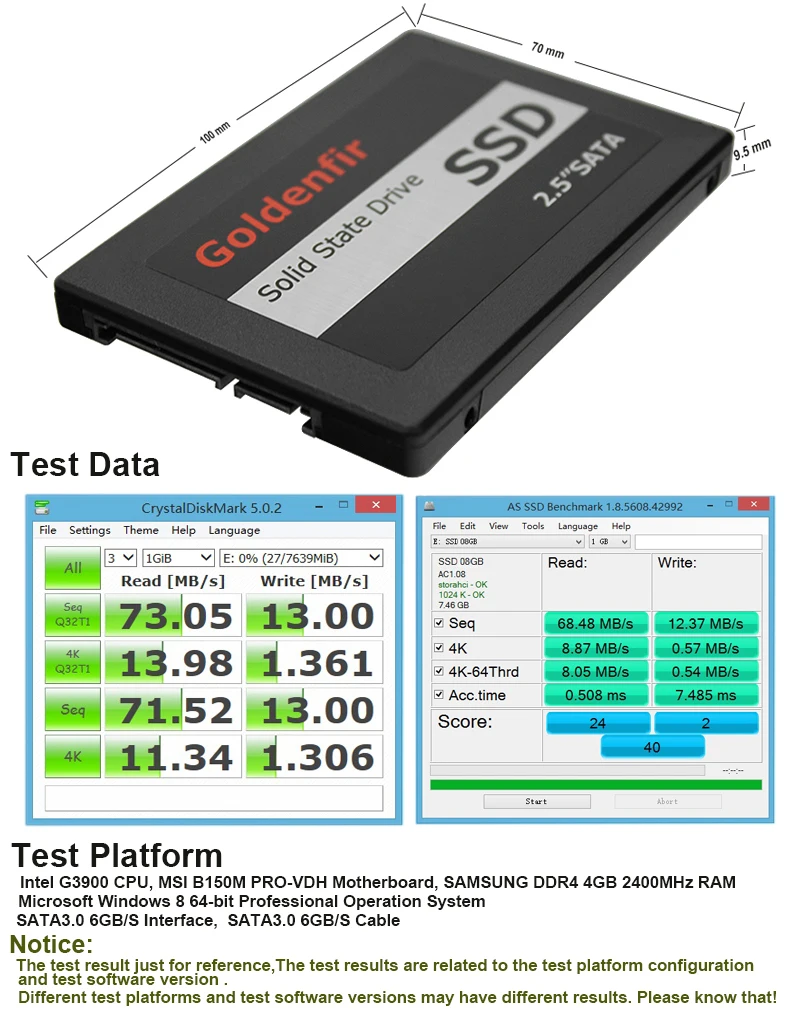 Goldenfir ноутбук ssd 16gb 64gb hdd жесткий диск ssd 32gb 8g 128gb 256gb 512gb 500g 2,5 SSD для настольного ноутбука