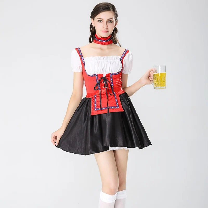 Beer Girl Festival Carnival Club Cosplay Maid Uniform Oktoberfest Dress Dirndl Outfit German Bavarian Costumes Halloween Costume |
