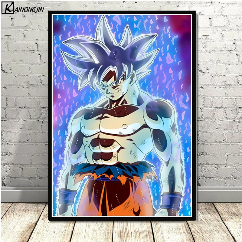 Dragon Ball Z плакат Wall Art супер Goku Ultra освоить Холст Плакаты с живописью и принты комнаты декорации Декор для дома - Цвет: 012