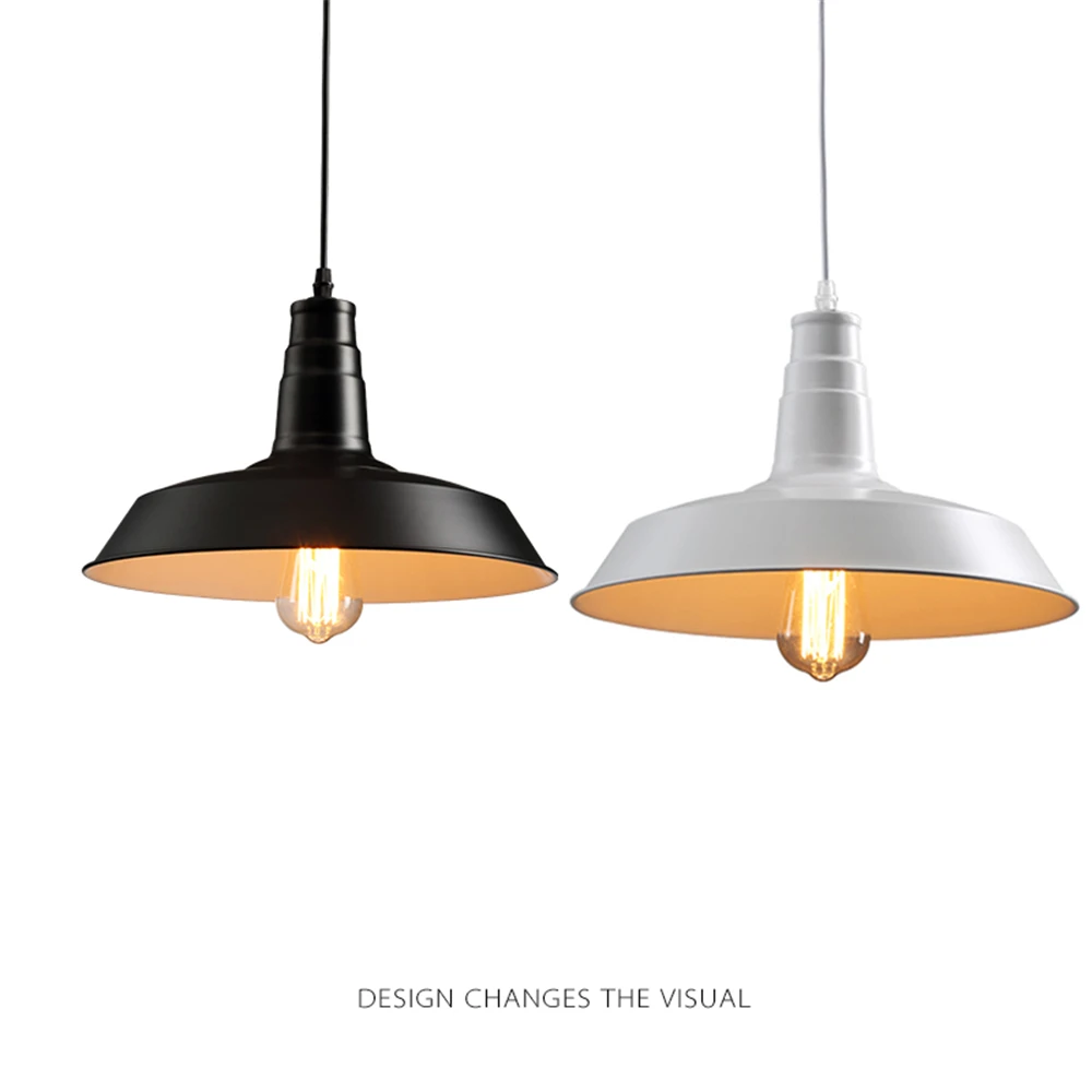 E27 * 1 Loft estilo de país americano negro Tapa de color forma lámparas pendientes de botón pendientes avize iluminación pantalla accesorios de luz PL02